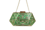 Ethnic Multi-Gemstone Embellished Gold Clutch
