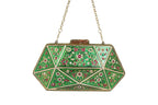 Green Enamel Floral Gemstone Clutch