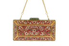 Magenta Embellished Stone Box Clutch