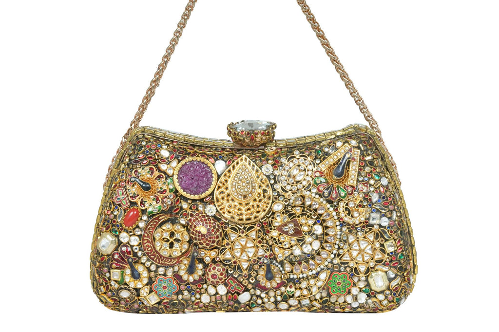 Ornate Gemstone & Enamel Embellished Clutch