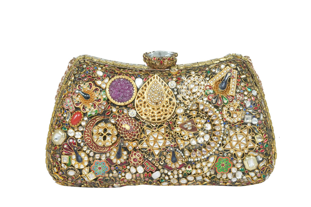 Ornate Gemstone & Enamel Embellished Clutch