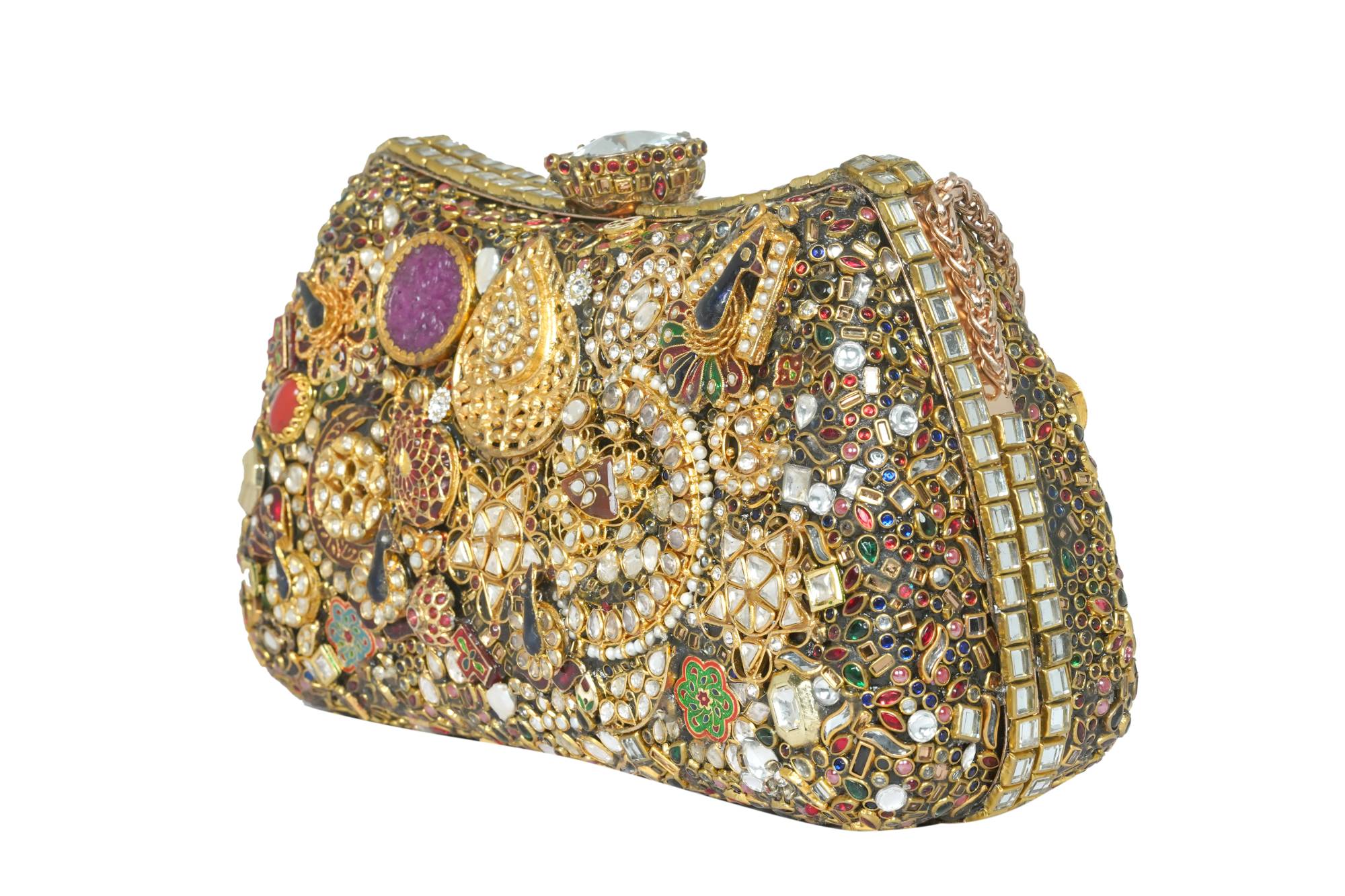 Ornate Gemstone & Enamel Embellished Clutch