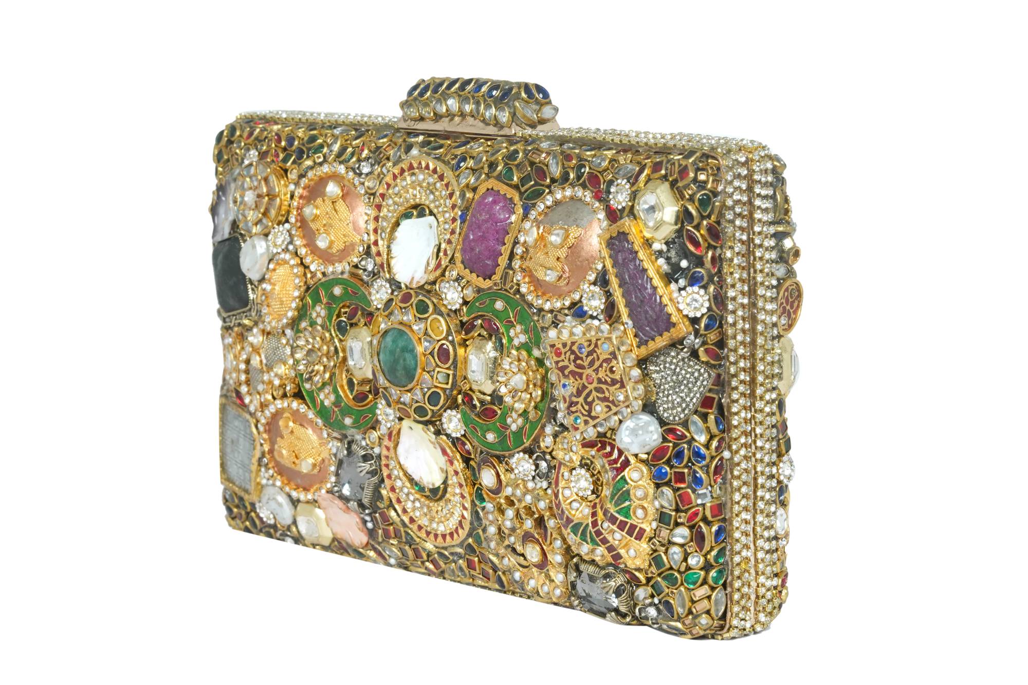 Ornate Hand-Embellished Jewel Stone Clutch