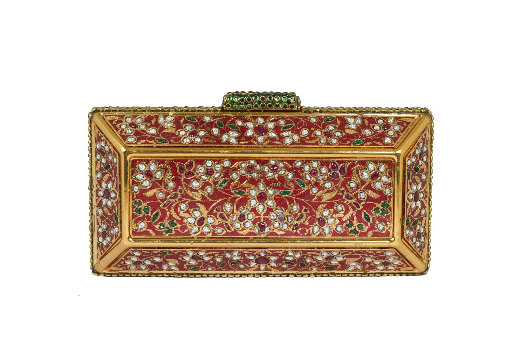 Ornate Red & Gold Gemstone Clutch