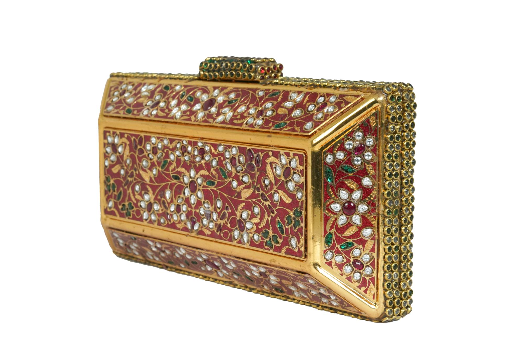 Ornate Red & Gold Gemstone Clutch