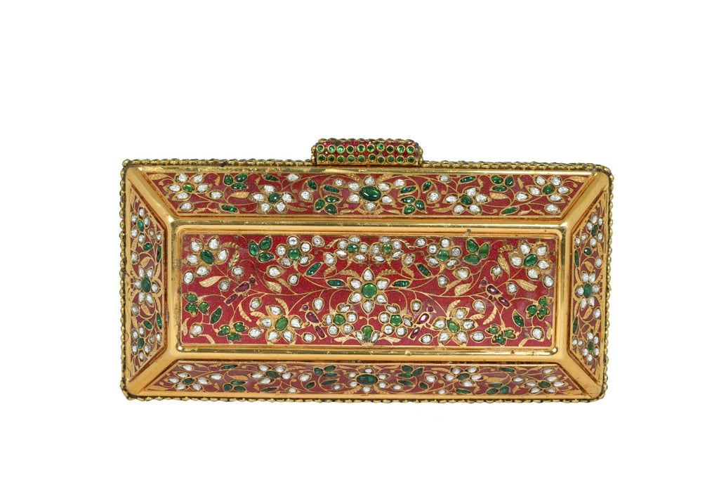Ornate Red & Gold Gemstone Clutch