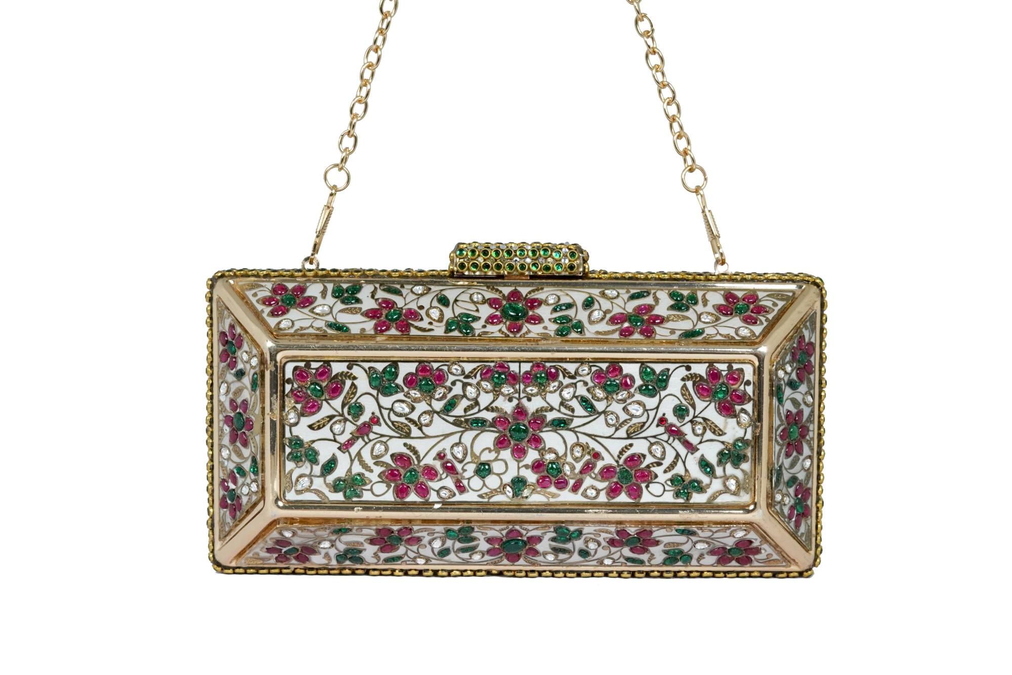 Ornate Floral Gemstone Clutch Bag