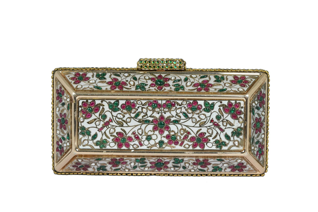 Ornate Floral Gemstone Clutch Bag
