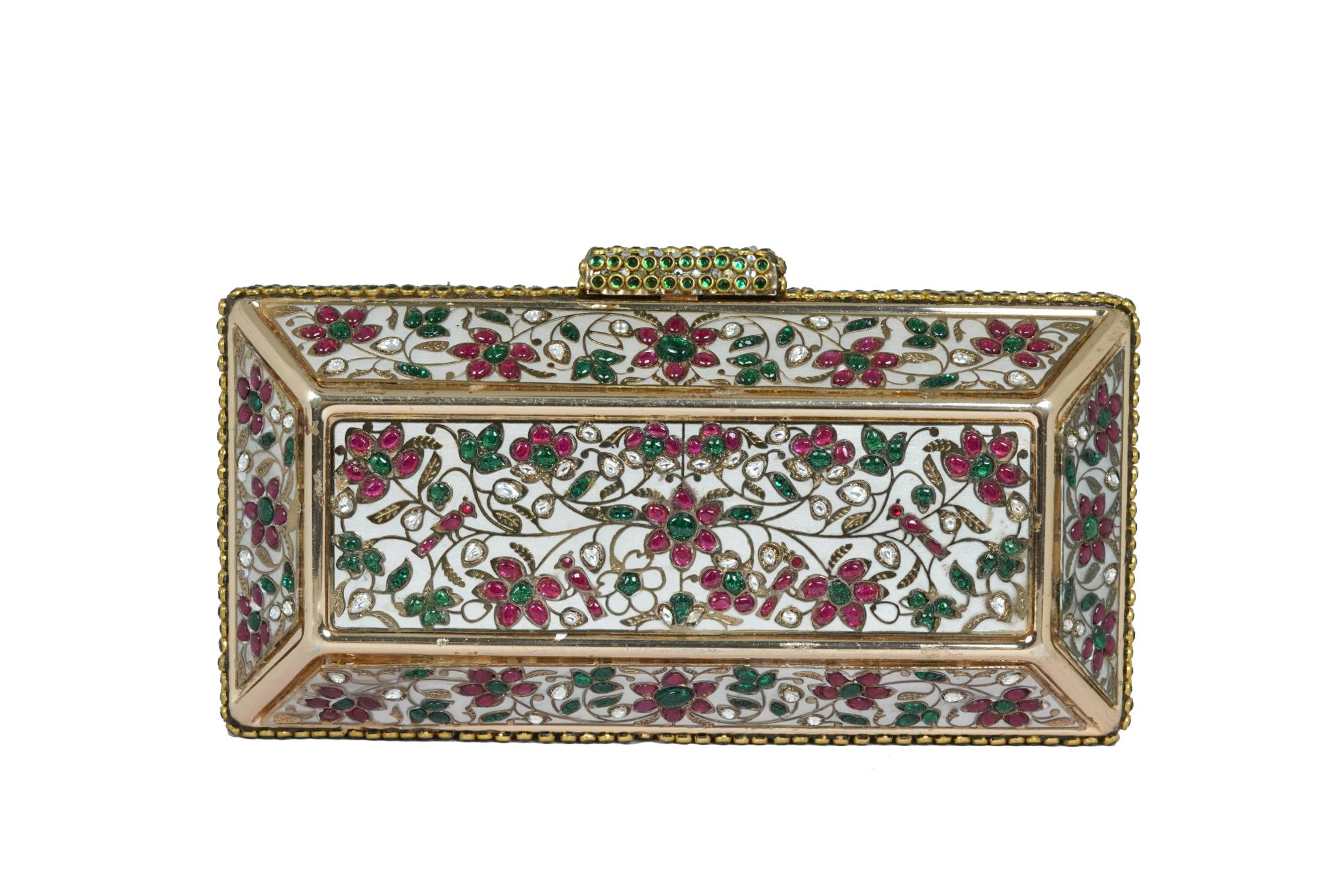 Ornate Floral Gemstone Clutch Bag