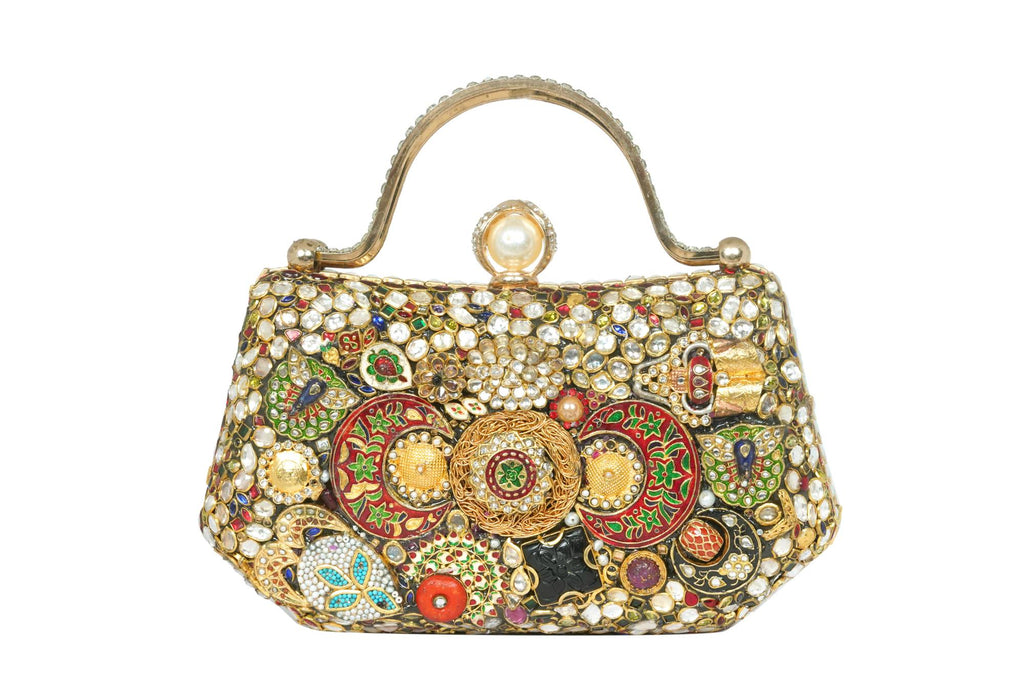 Embellished Gemstone and Pearl Clutch