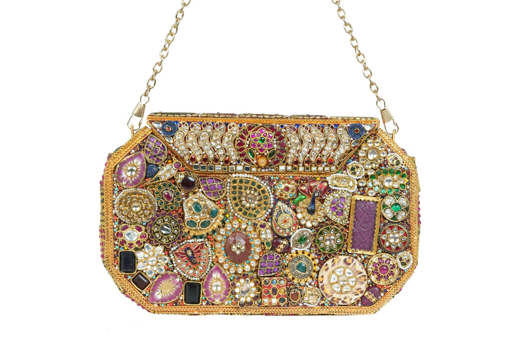 Ornate Embellished Gemstone Clutch