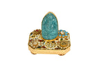 Turquoise Carved Ganesha Idol with Gold Embellished Base