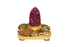 Ruby Ganesha Idol on Gold Plated Base