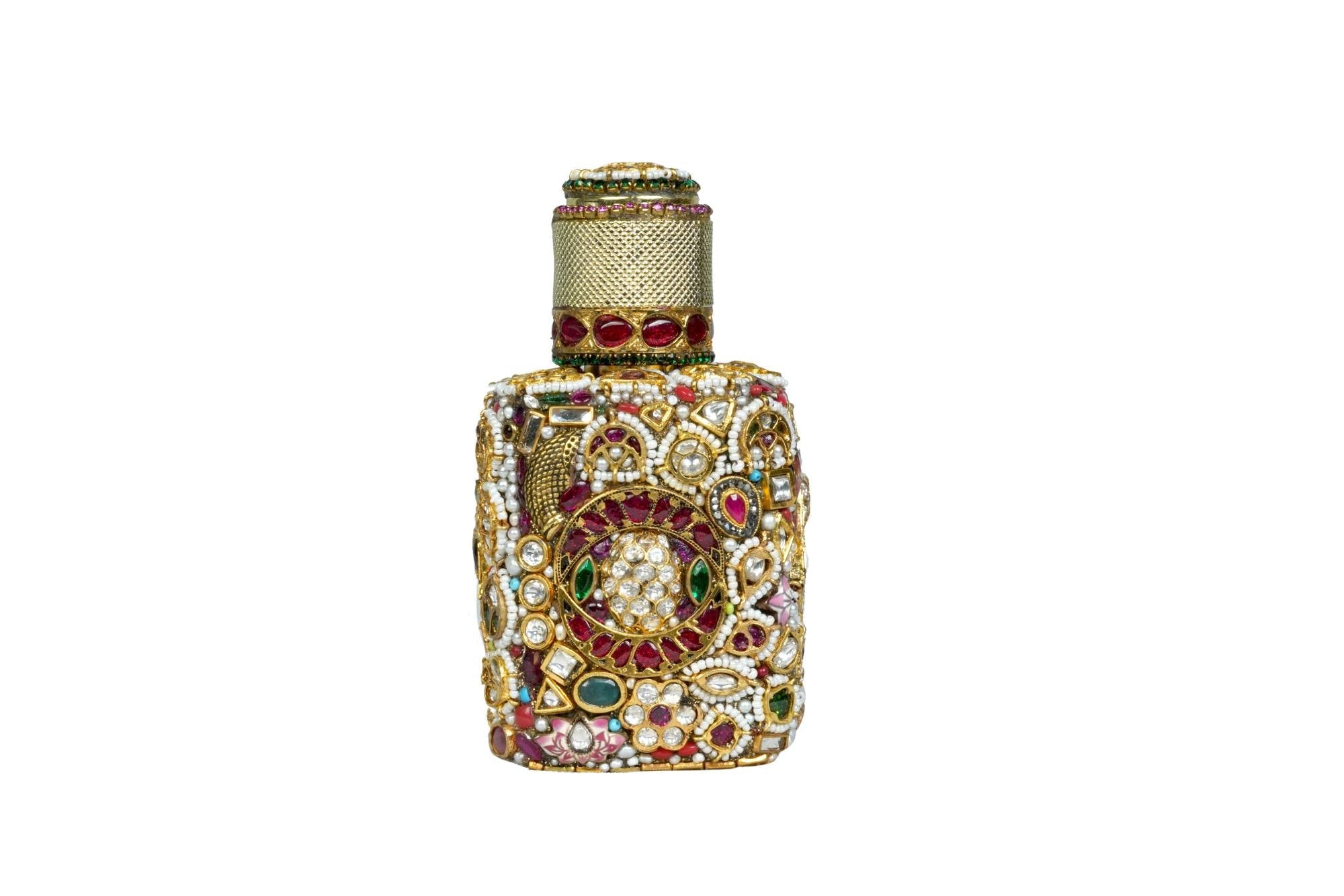 Opulent Gemstone & Pearl Attar Bottle