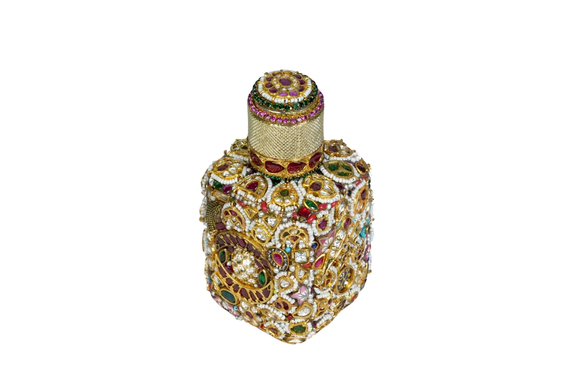 Opulent Gemstone & Pearl Attar Bottle