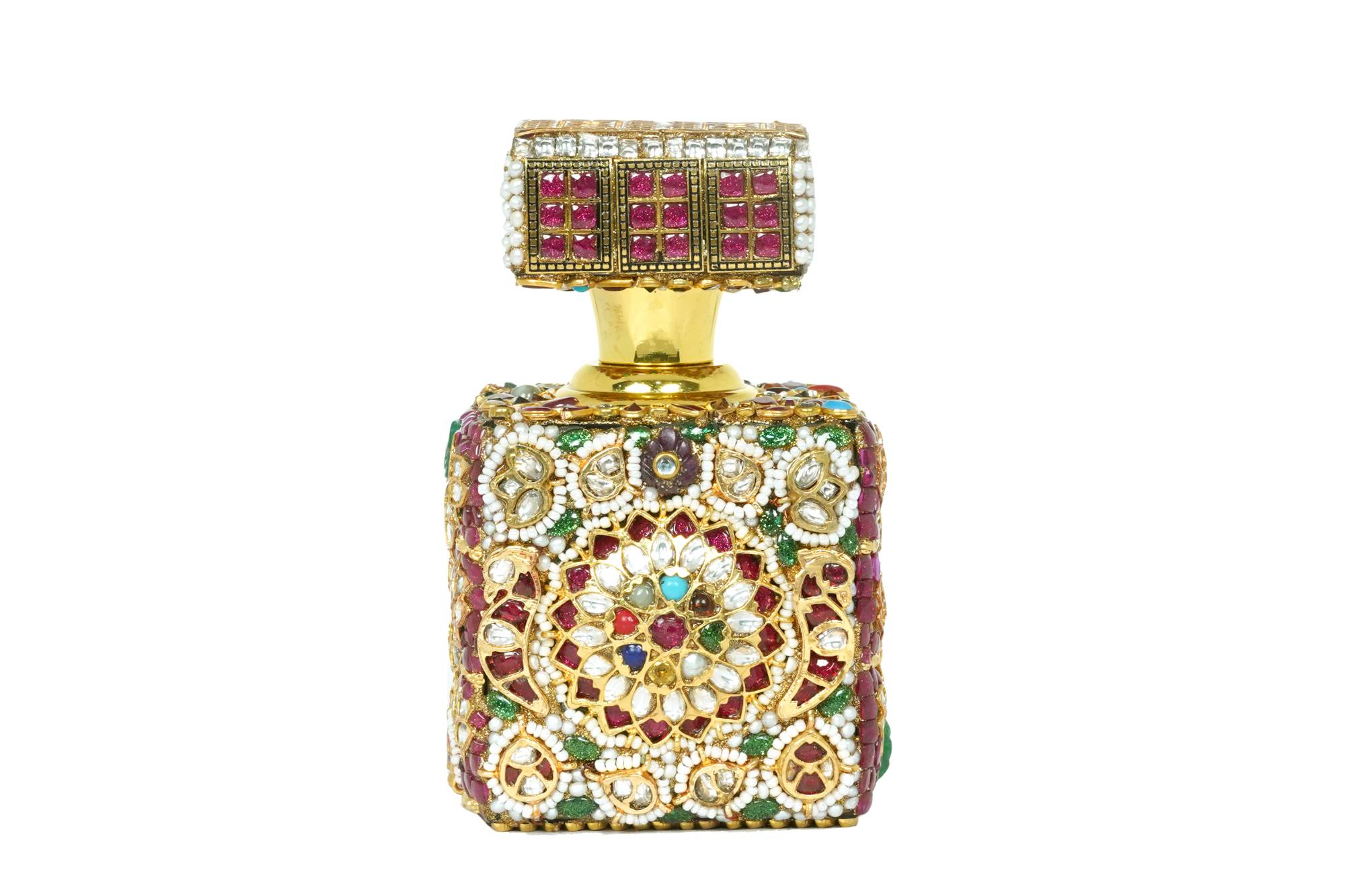 Exquisite Gemstone and Pearl Ittar Bottle