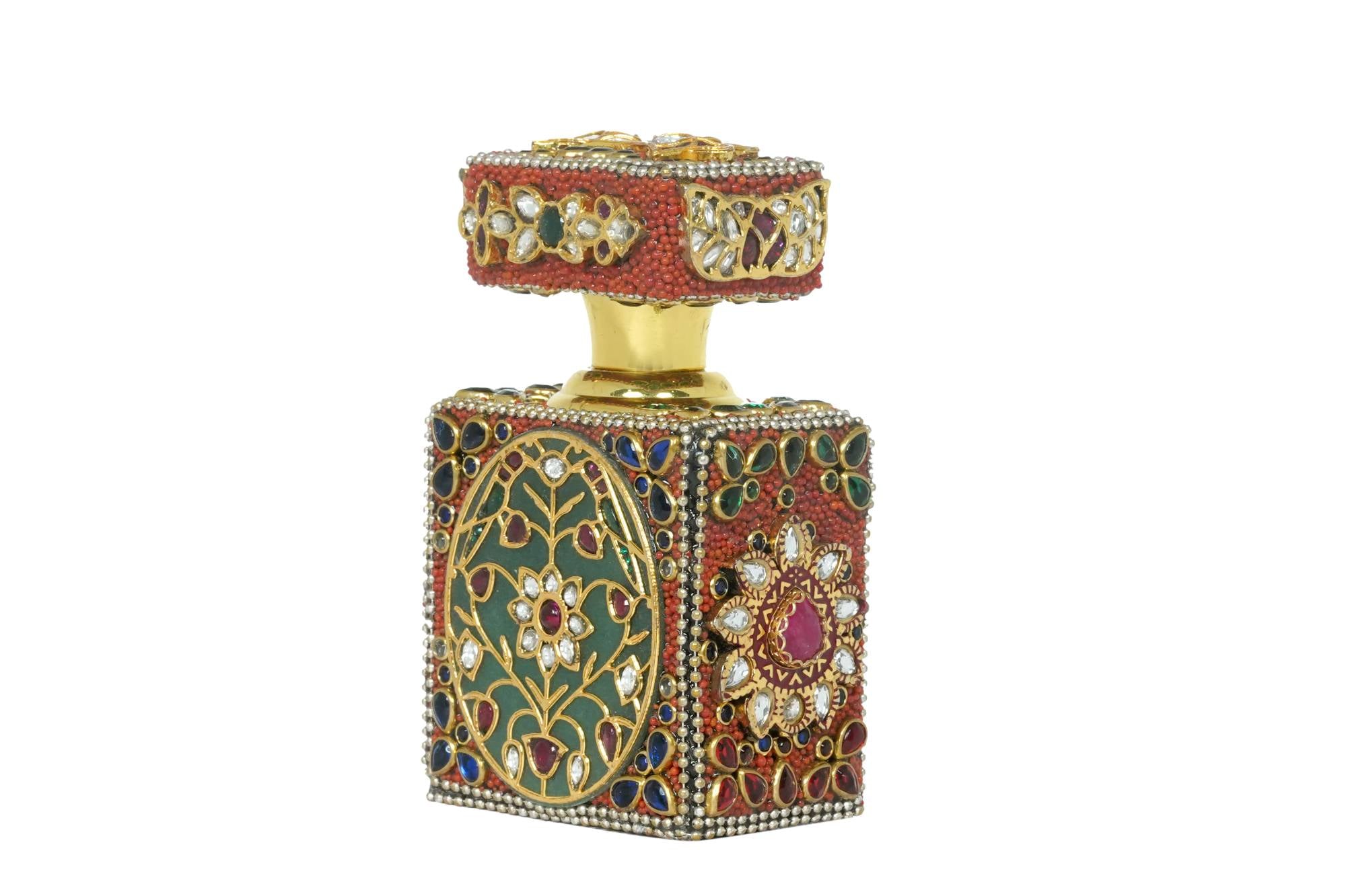 Ornate Gemstone and Enamel Ittar Bottle