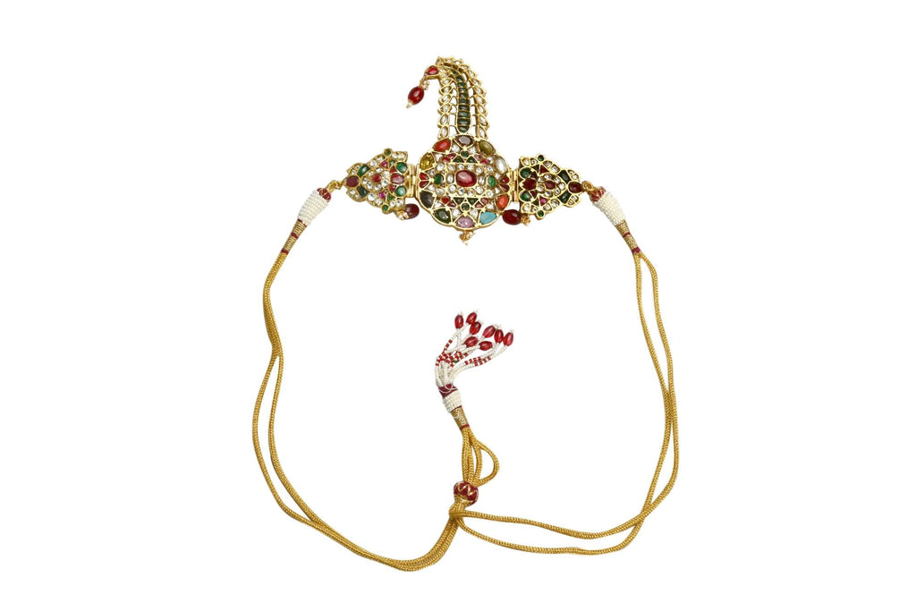 Traditional Indian Kalgi with Multi-Color Gemstones