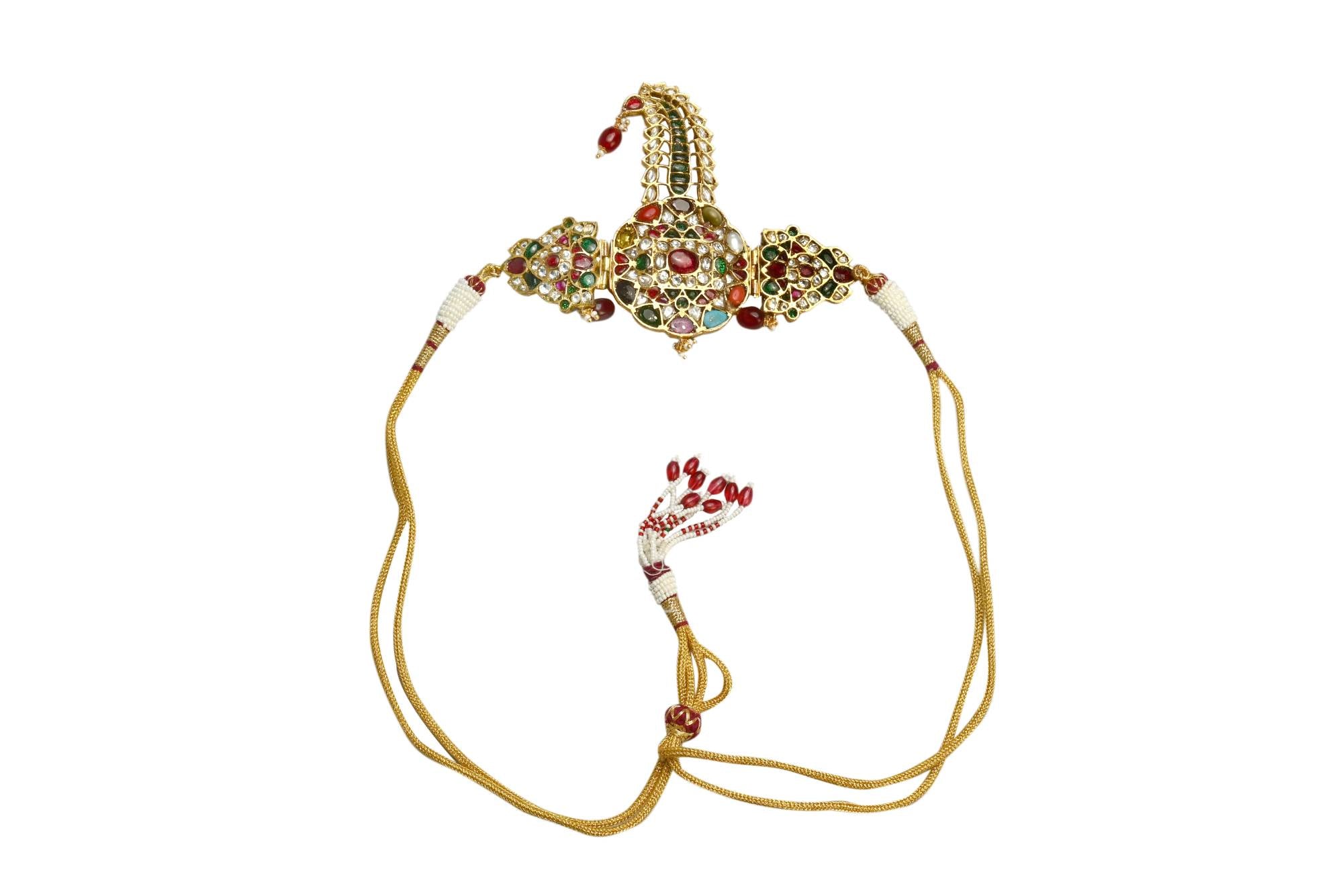 Traditional Indian Kalgi with Multi-Color Gemstones