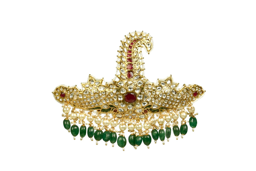 Regal Gold Kalgi with Polki, Ruby, Pearl & Emeralds