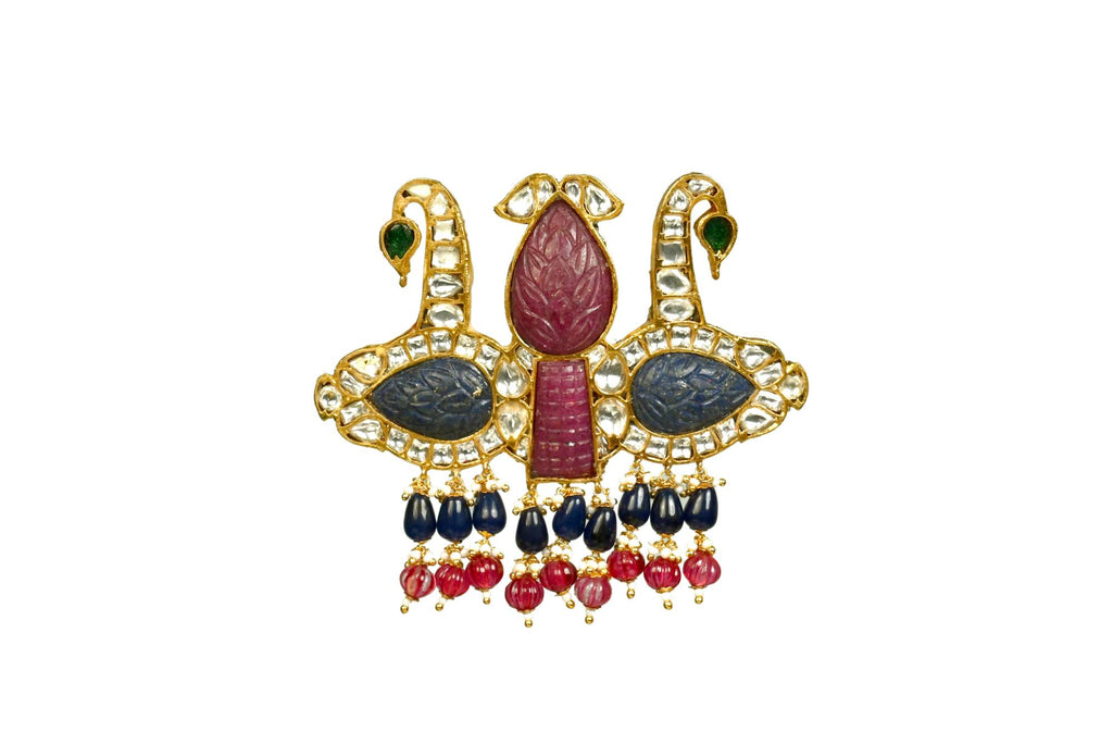 Traditional Gold Kalgi with Gemstone Embellishments