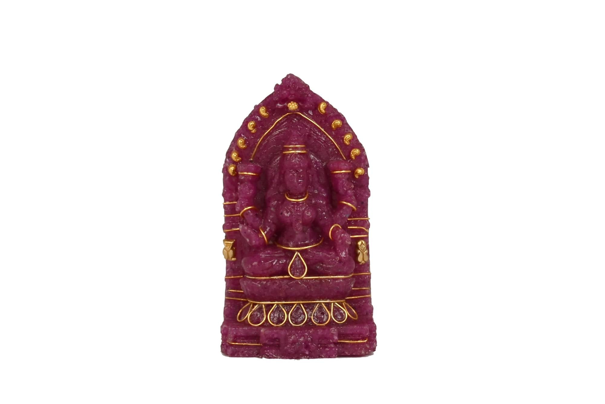 Natural Ruby Goddess Idol with Gold Accents
