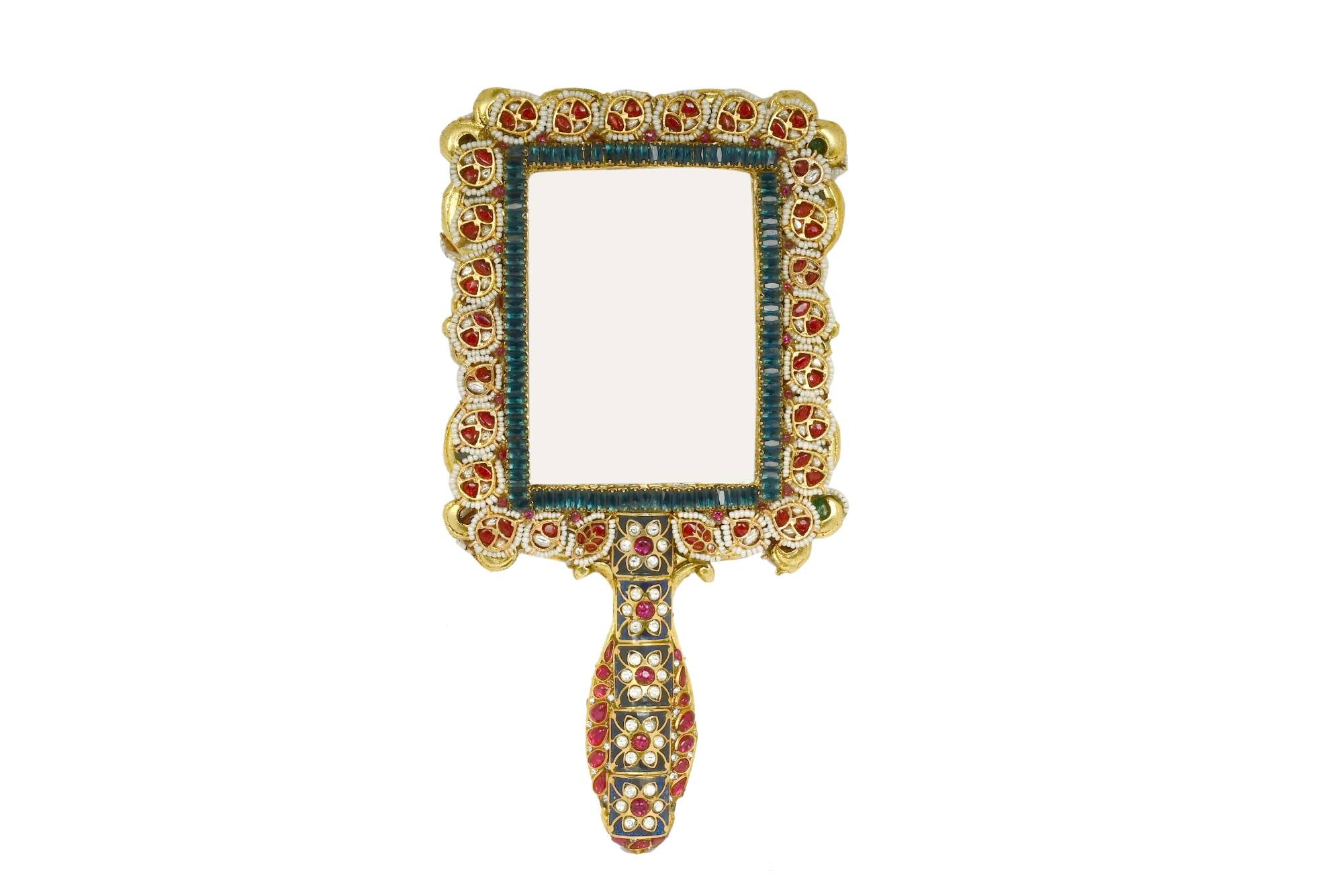 Ornate Jeweled Handheld Vanity Mirror