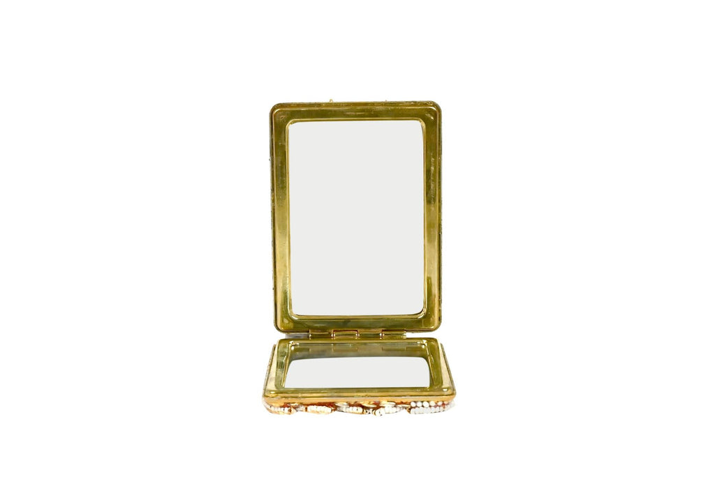 Vintage Gold Embellished Compact Mirror