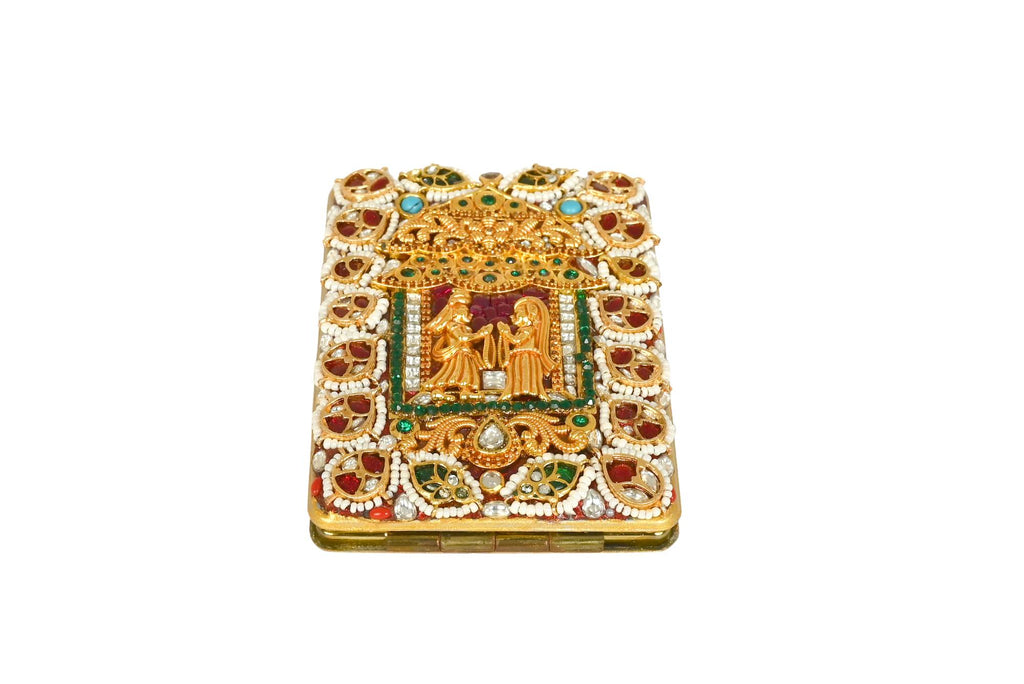 Vintage Gold Embellished Compact Mirror