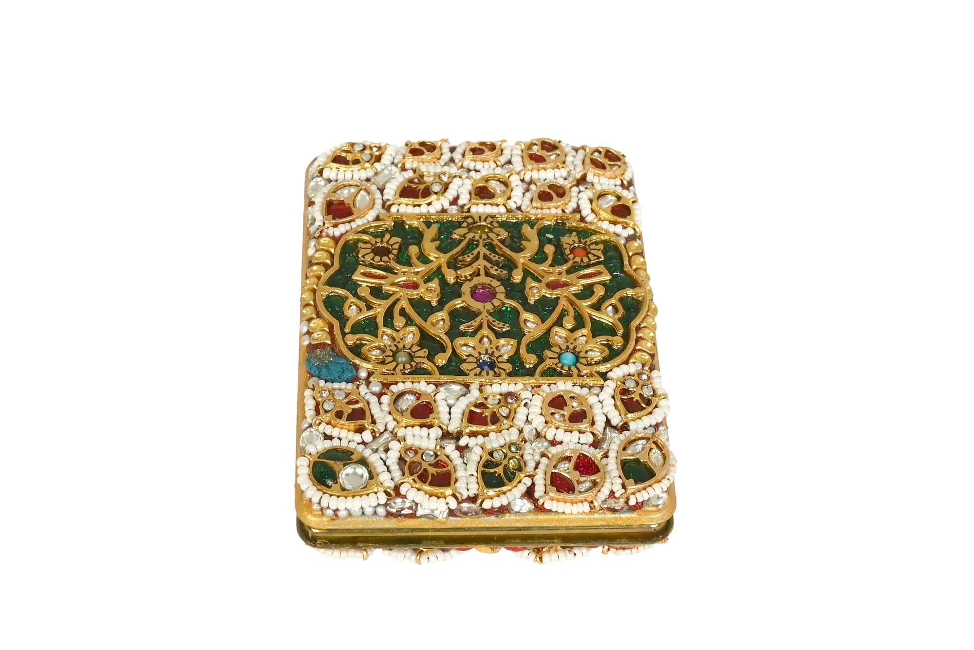 Vintage Gold Embellished Compact Mirror