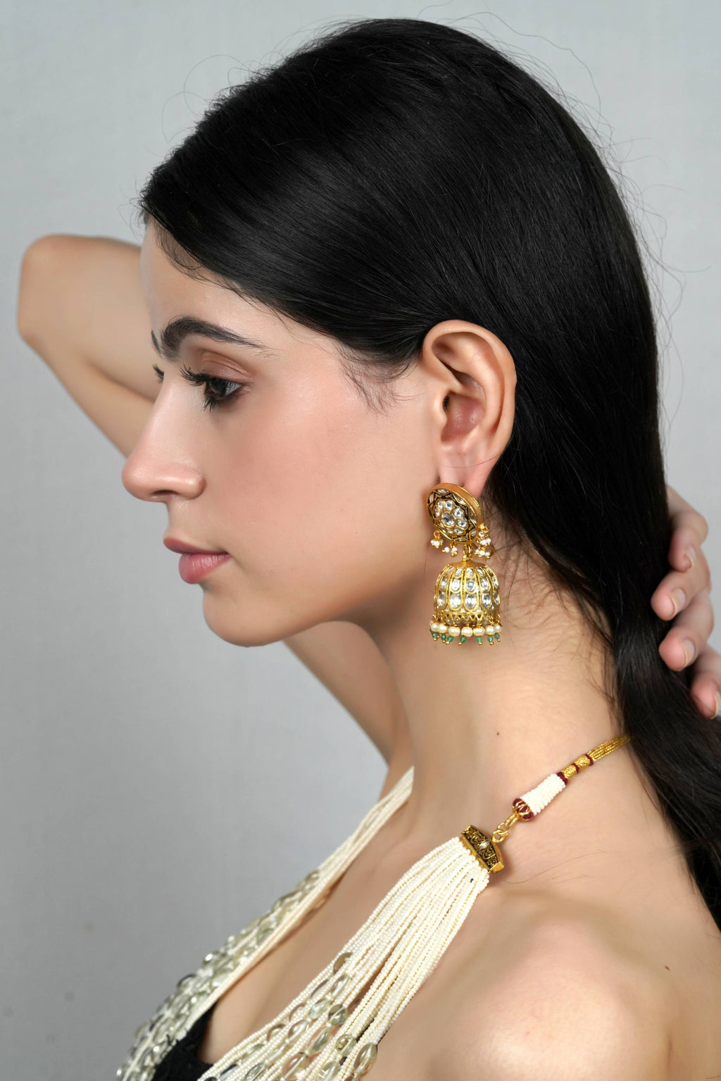 Multi-Strand Pearl and Kundan Necklace