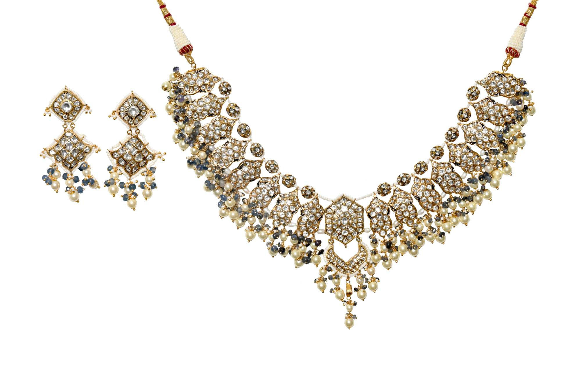 Gold Toned Kundan and Pearl Choker Necklace