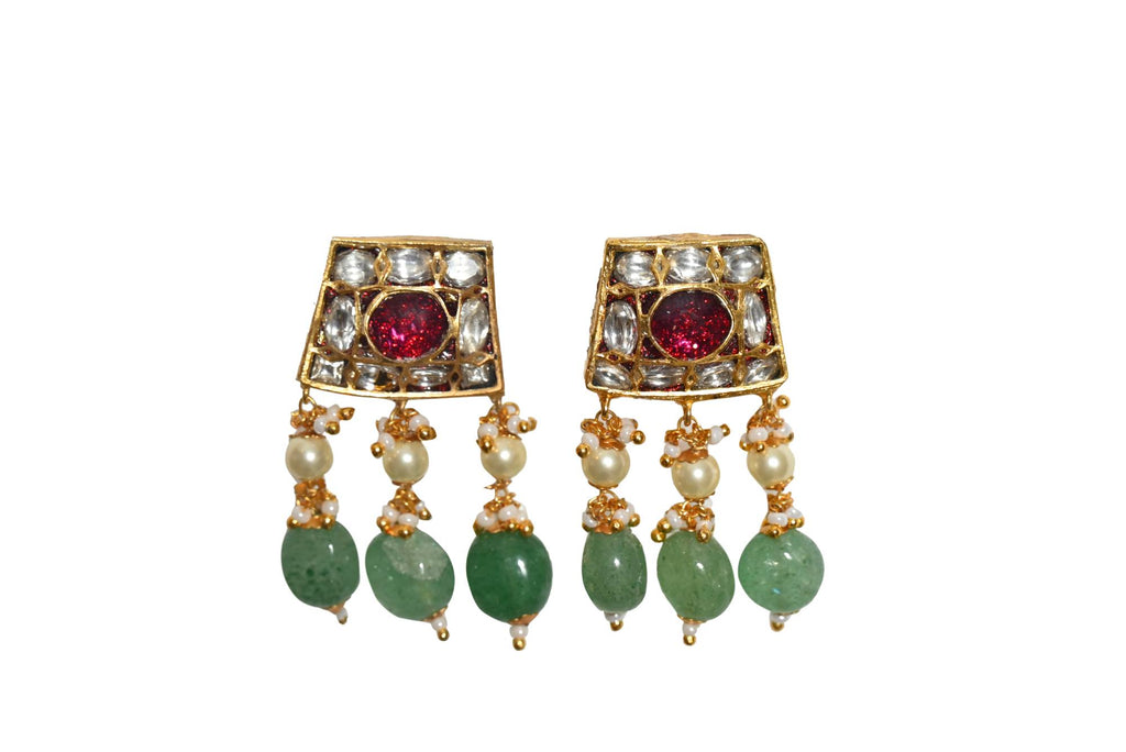 Traditional Gold Plated Gemstone & Pearl Necklace