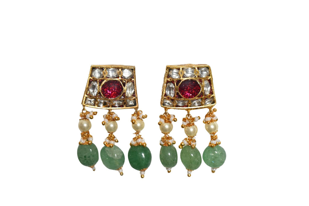 Traditional Gold Plated Gemstone & Pearl Necklace