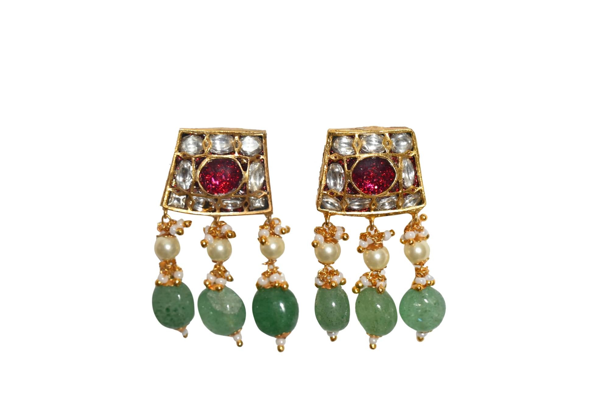 Traditional Gold Plated Gemstone & Pearl Necklace