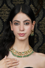 Traditional Gold Plated Gemstone & Pearl Necklace