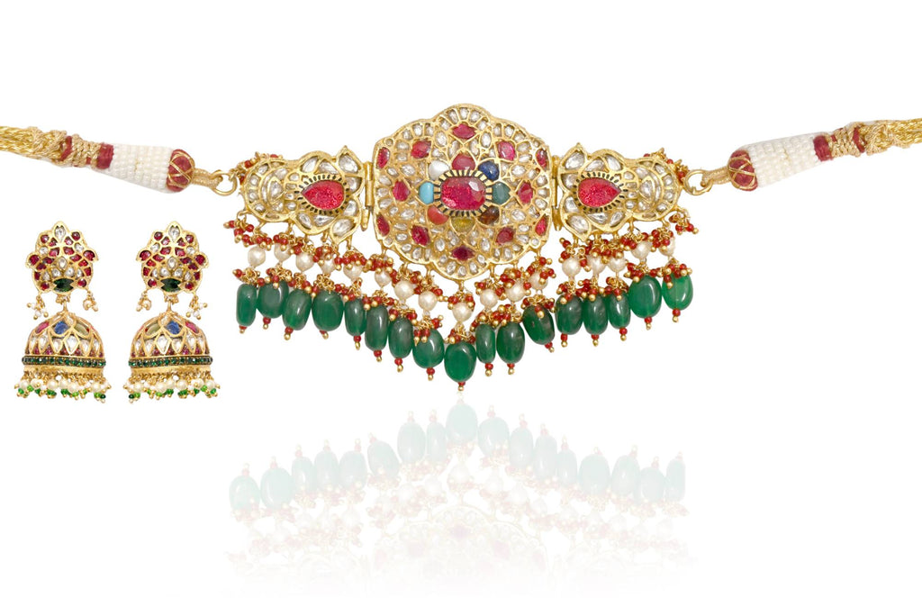 Multi-stone Gold Choker Necklace