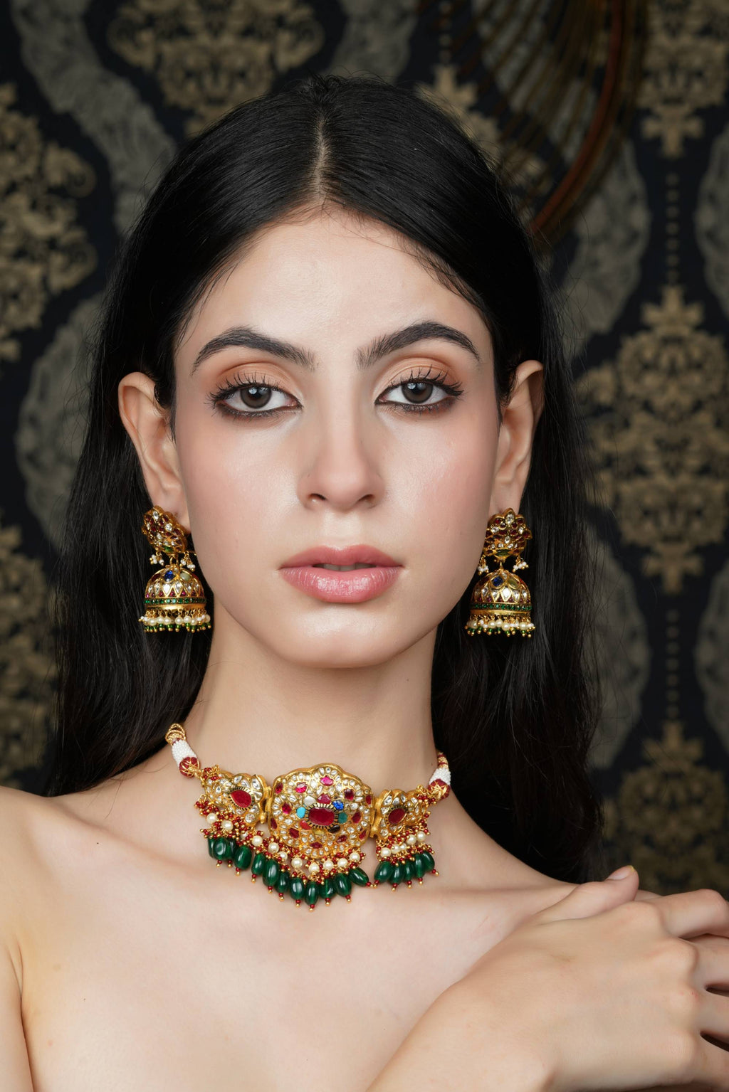 Multi-stone Gold Choker Necklace