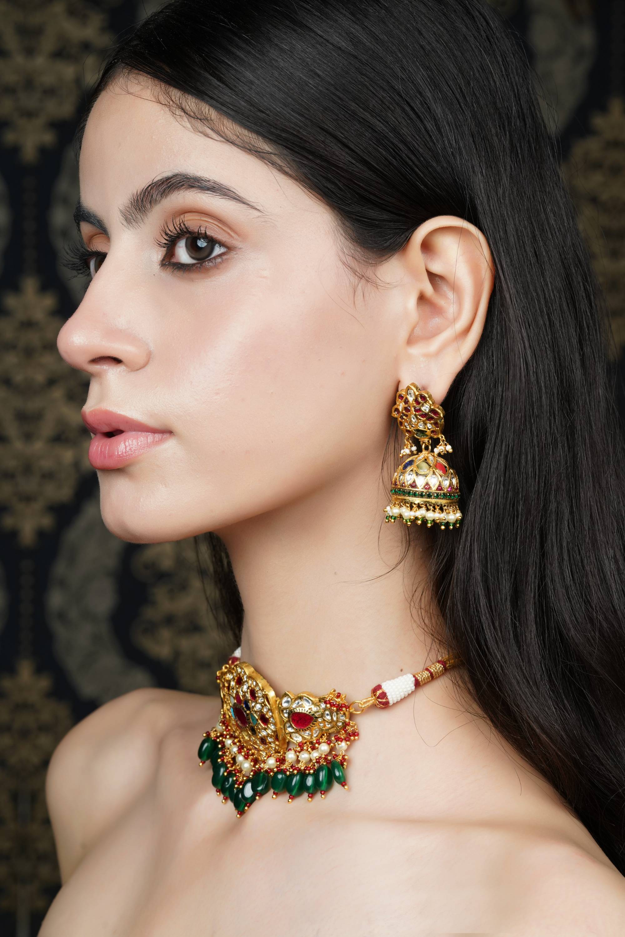 Multi-stone Gold Choker Necklace