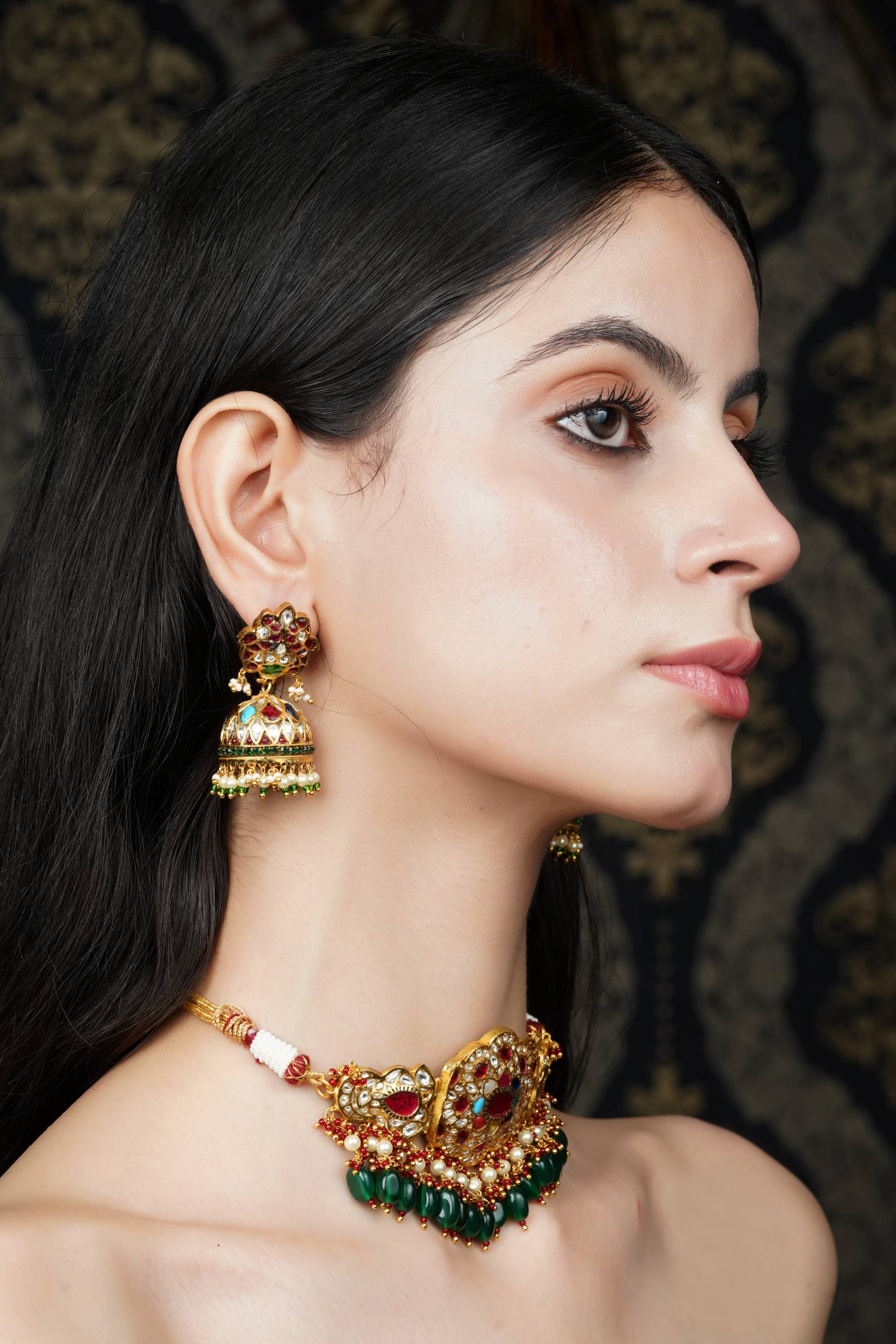 Multi-stone Gold Choker Necklace