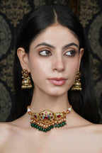 Multi-stone Gold Choker Necklace