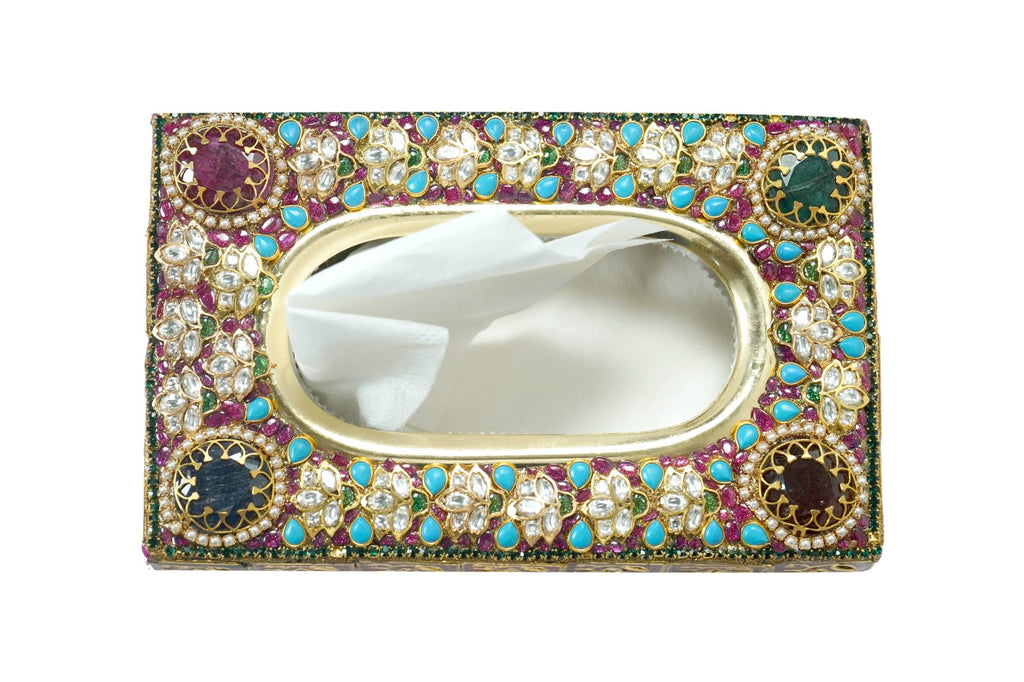 Ornate Gemstone Napkin & Tissue Box Holder