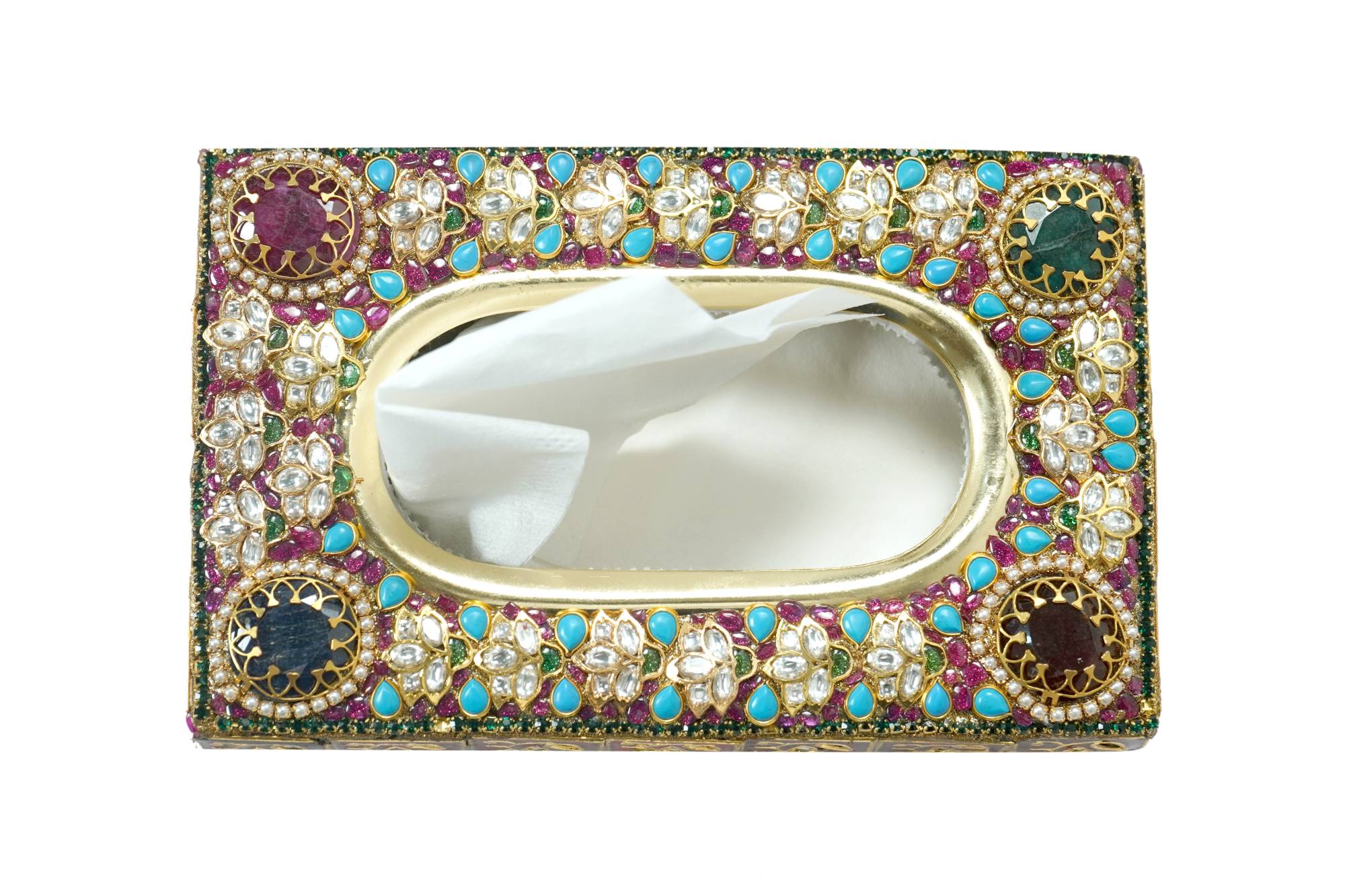 Ornate Gemstone Napkin & Tissue Box Holder
