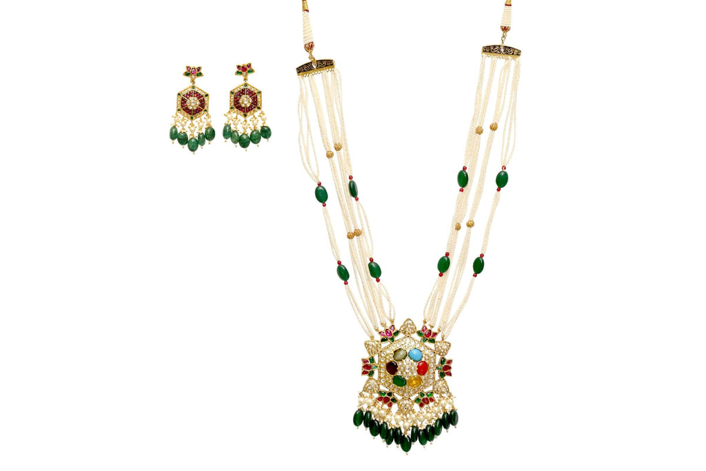 Pearl Emerald Jewellery Set By Fluorite