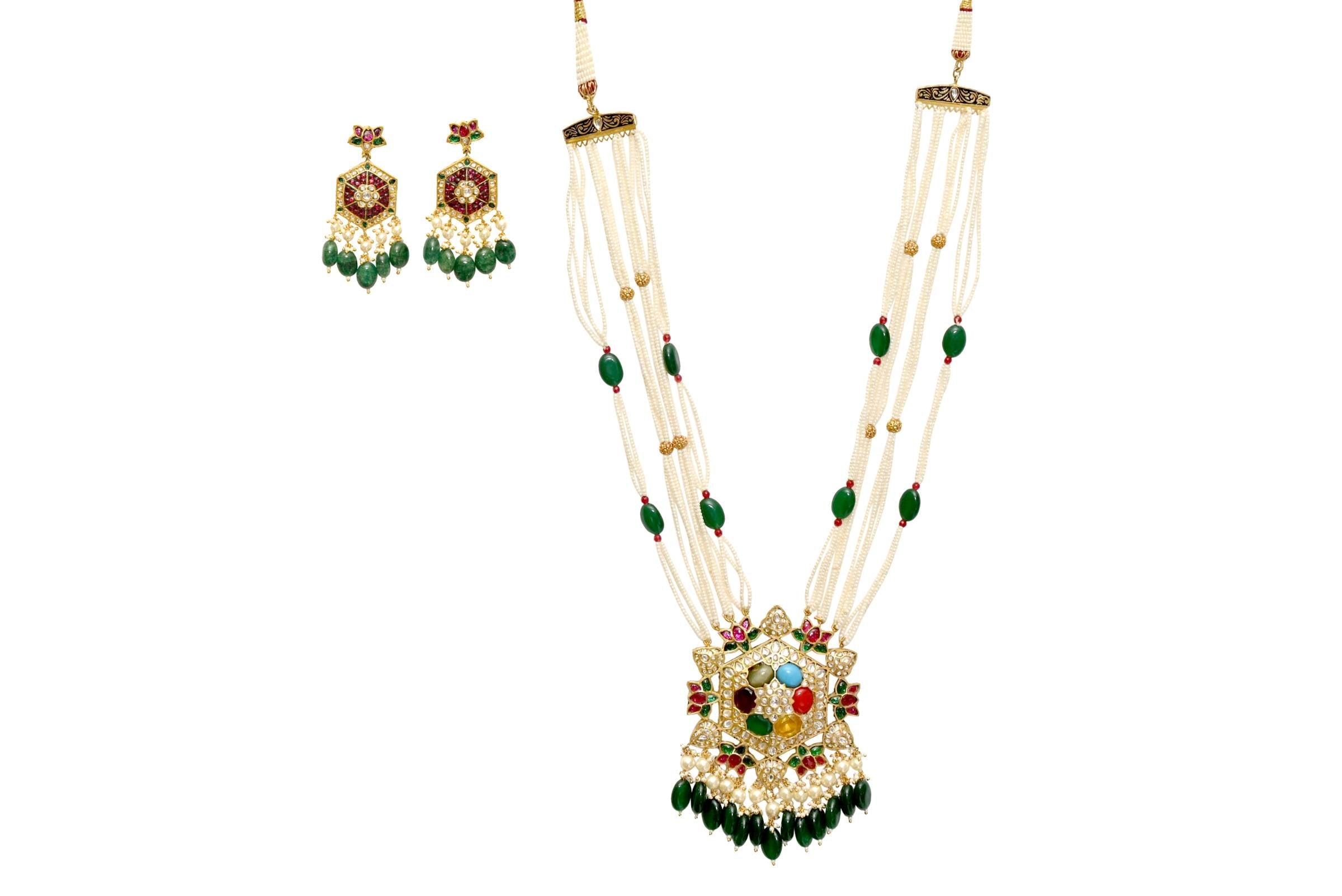 Pearl Emerald Jewellery Set By Fluorite