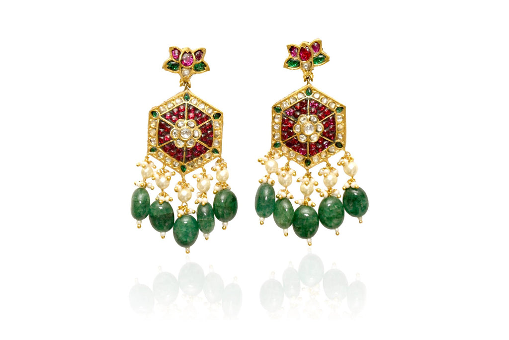 Pearl Emerald Jewellery Set By Fluorite