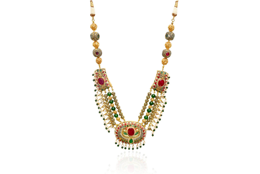 Traditional Gold Plated Necklace Set By Fluorite