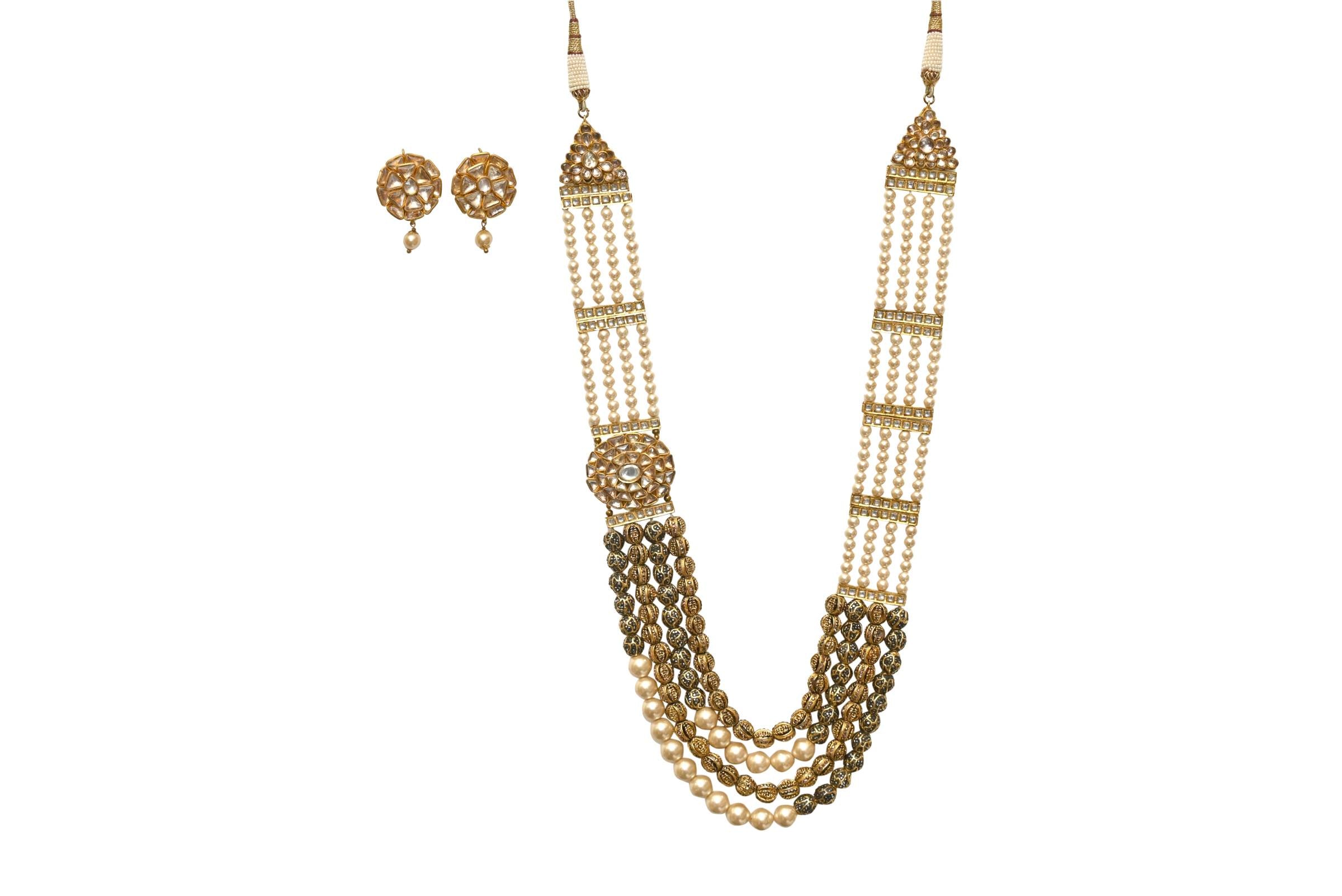 Pearl Kundan Jewellery Set By Fluorite