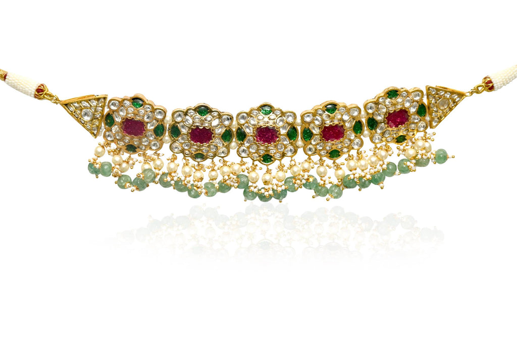 Kundan Pearl Necklace Set By Fluorite