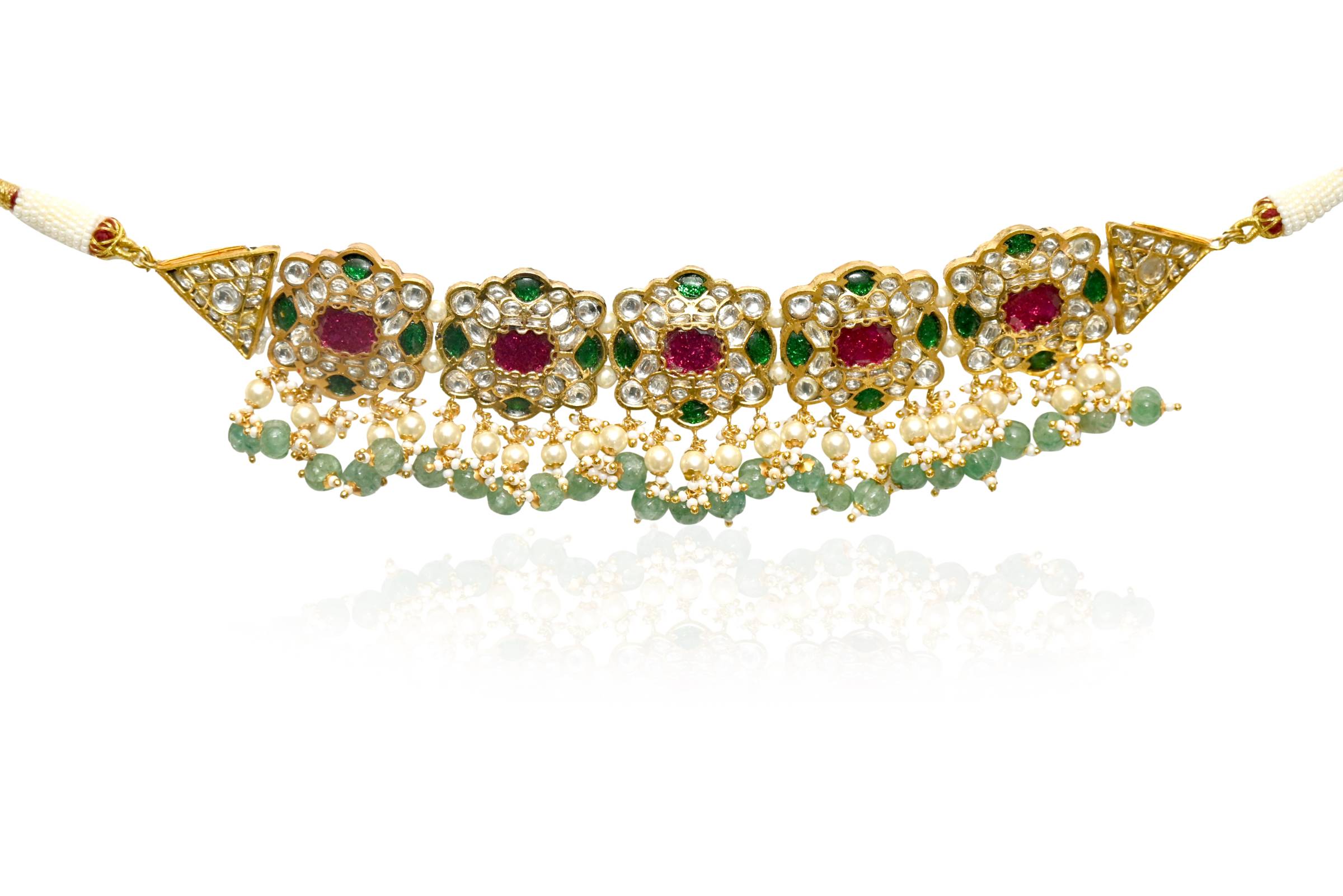 Kundan Pearl Necklace Set By Fluorite